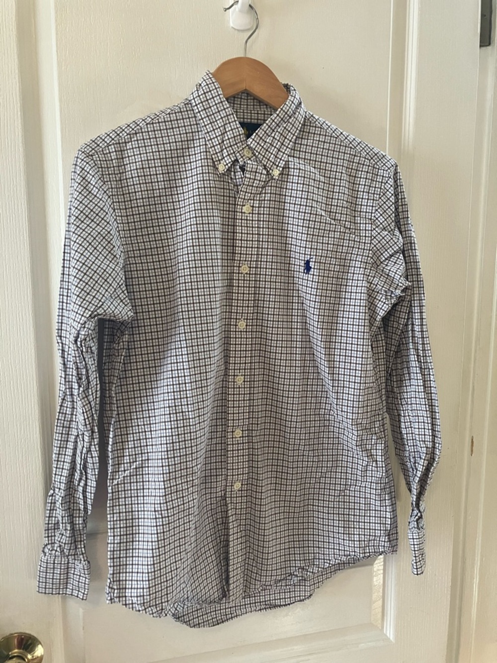 Ralph Lauren Navy & White Grid Button-Down Shirt